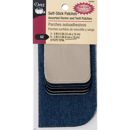 Dritz Self-Stick Patches 8/Pkg-Assorted Twill And Denim - 55285 - 072879294507