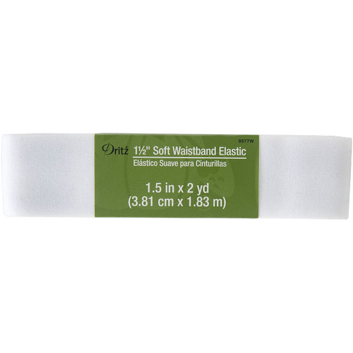 Dritz Soft Waistband Woven Elastic 1-1/2"X2yd-White - 9577-WHT - 072879095777