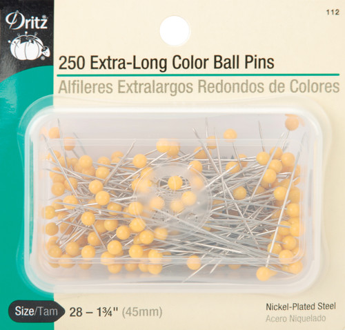 Dritz Extra Long Color Ball Pins 250/Pkg-Size 28 - 112 - 072879102710