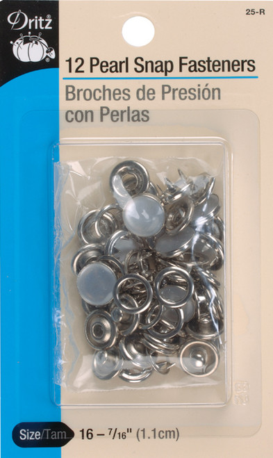 Dritz Pearl Snap Fasteners 7/16" 12/Pkg-White - 25R - 072879100464