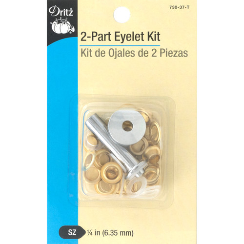 Dritz 2-Part Eyelet Kit W/Tools 1/4" 15/Pkg-Matte Gold - 730-37-T - 072879294835