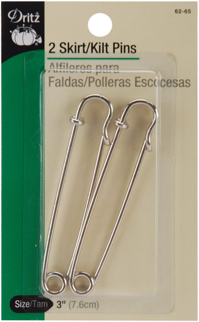Dritz Skirt/Kilt Pins 3" 2/Pkg-Silver - 62-65 - 072879104387