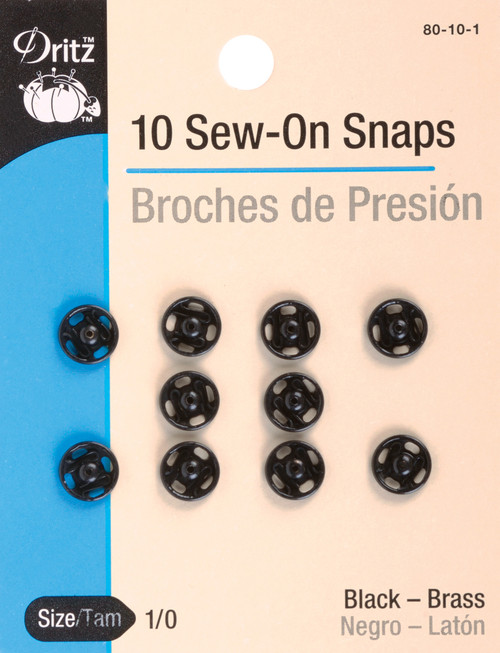 Dritz Sew-On Snaps 10/Pkg-Size 1/0 - 80-10-1 - 072879101409