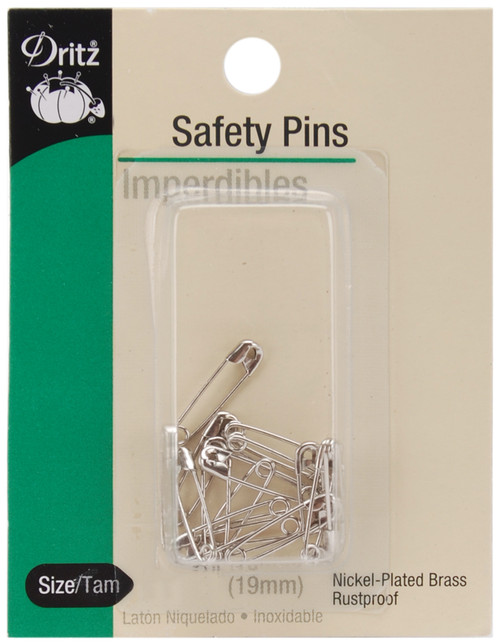 Dritz Safety Pins-Nickel-Plated Steel Size 2 10/Pkg - 72-65-2 - 072879101249