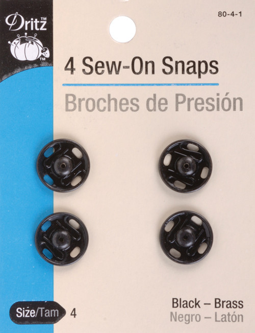 Dritz Sew-On Snaps 4/Pkg-Black Size 4 - 80-4-1 - 072879101447