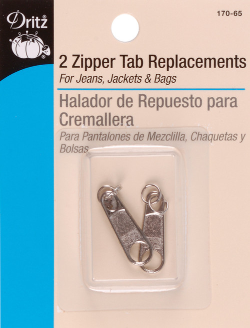 Dritz Zipper Tab Replacements 2/Pkg-Nickel - 170-65 - 072879104172