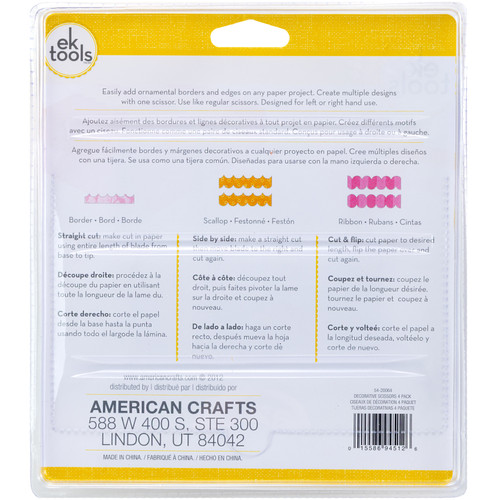 EK Decorative Scissors 5.5" 4/Pkg-Deckle, Wave, Scallop & Zigzag - E5420064