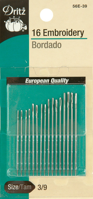 Dritz Embroidery Hand Needles-Size 3/9 16/Pkg - 56E-3/9 - 072879100976