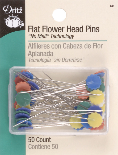 Dritz Flat Flower Head Pins 50/Pkg- - 68 - 072879299892