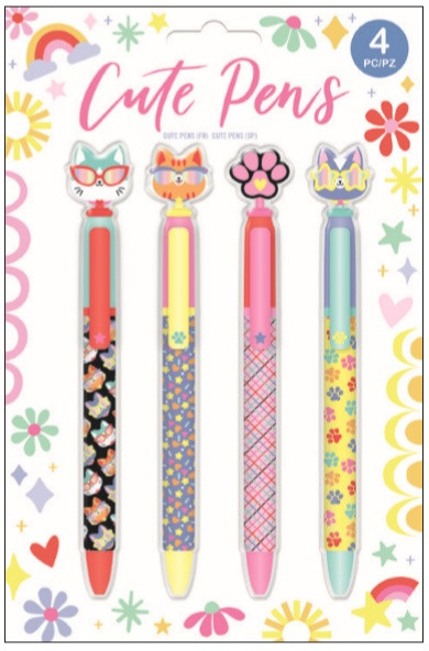 EK Success Cute Pens 4/Pkg-Kitty Sunglasses - 5A002Q5P-1GRF4 - 015586021523