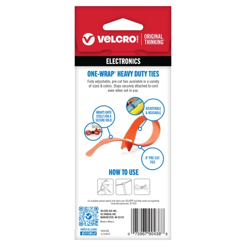 12 Pack - VELCRO(R) Brand ONE-WRAP(R) Ties 8"X.5" 5/Pkg-Multicolor - 90438