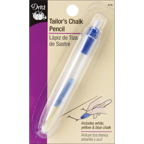 Dritz Tailor's Chalk Pencil-Blue, Yellow & White Chalk - 678 - 072879110807