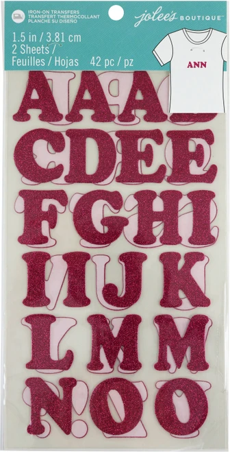 Jolee's Iron-On Letters 1.5"-Pink Glitter - 50-40687 - 015586850444