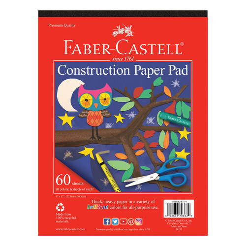 Construction Paper Pad 9"X12"-60 Sheets - 14553 - 092633703632