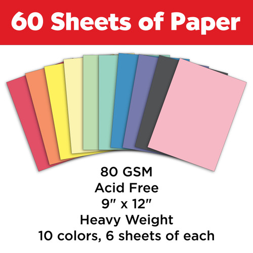 Construction Paper Pad 9"X12"-60 Sheets - 14553