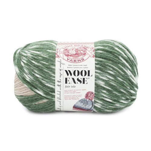 3 Pack - Lion Brand Wool-Ease Fair Isle Yarn-Beige/Olive - 629-205CE - 023032120935