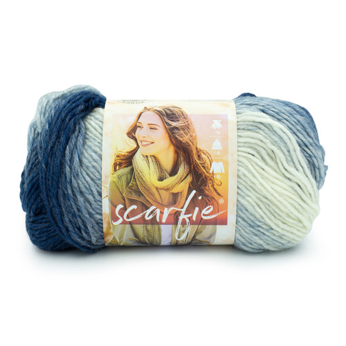 3 Pack - Lion Brand Scarfie Yarn-Blue/Cream - 826-252 - 023032116730