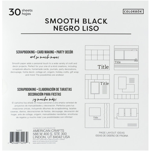 3 Pack - Colorbok 78lb Smooth Cardstock 12"X12" 30/Pkg-Black - 74293