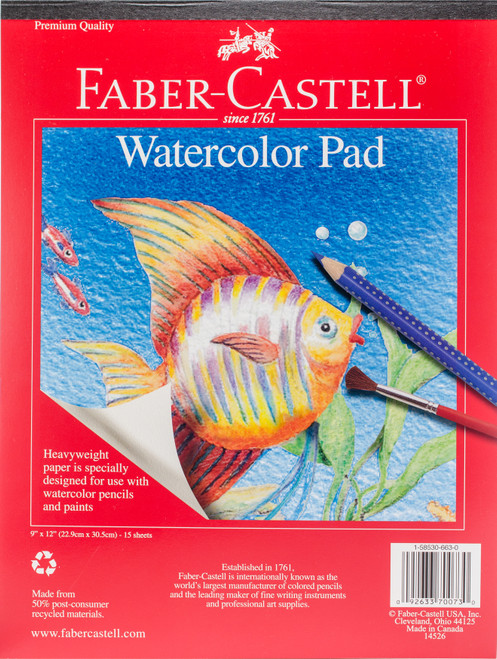 3 Pack - Faber-Castell Watercolor Pad 9"X12"-15 Sheets - 14526 - 092633700730