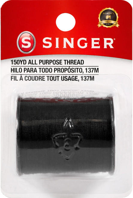 6 Pack - SINGER All-Purpose Polyester Thread 150yd-Black - 60000-60110 - 075691601102