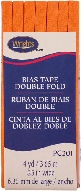 3 Pack - Wrights Double Fold Bias Tape .25"X4yd-Orange Peel - 117-201-2197 - 070659924590
