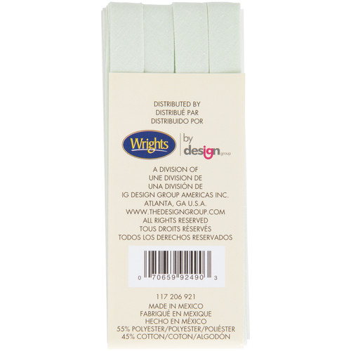 3 Pack - Wrights Double Fold Bias Tape .5"X3yd-Ice Mint - 117-206-921 3 Pack - Wrights Double Fold Bias Tape .5"X3yd-Ice Mint - 117-206-921