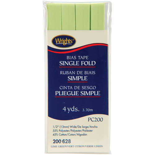 3 Pack - Wrights Single Fold Bias Tape .5"X4yd-Lime Green - 117-200-628 - 070659553608