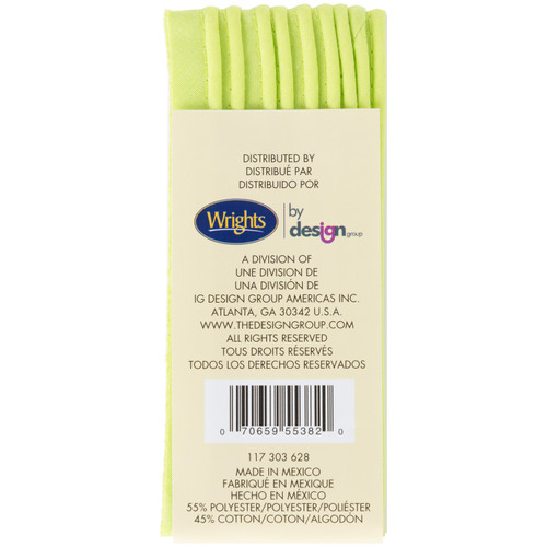3 Pack - Wrights Bias Tape Maxi Piping .5"X2.5yd-Lime Green - 117-303-628