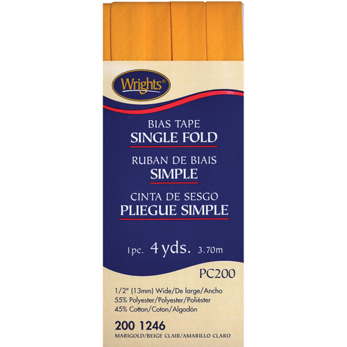 3 Pack - Wrights Single Fold Bias Tape .5"X4yd-Marigold - 117-200-1246 - 070659727511