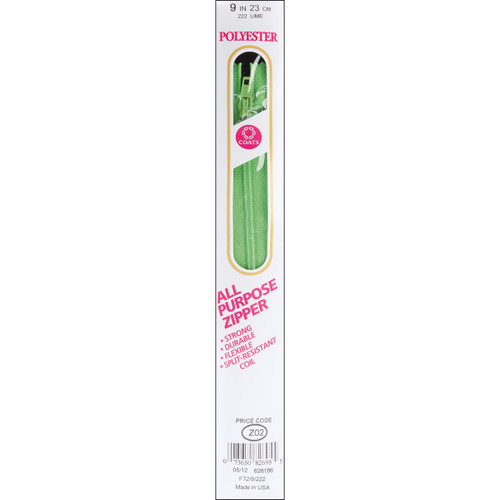 3 Pack - Coats All-Purpose Plastic Zipper 9"-Lime - F72 9-222 - 073650826955