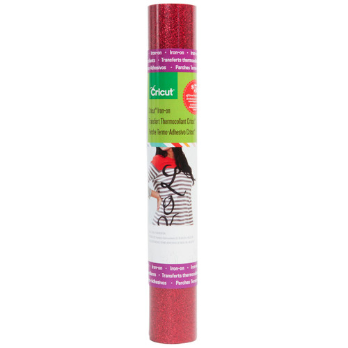 Cricut Iron-On Glitter Vinyl 12"X19" Roll-Red - IG200-2320 - 093573824722
