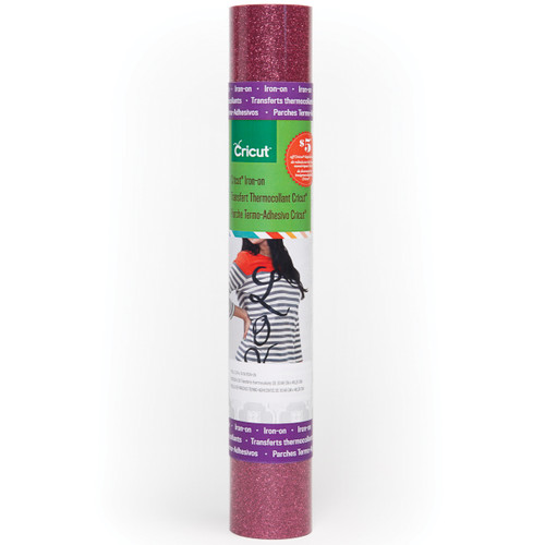 Cricut Iron-On Glitter Vinyl 12"X19" Roll-Pink - IG200-2041 - 093573748509
