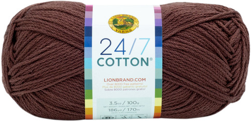 3 Pack - Lion Brand 24/7 Cotton Yarn-Coffee Beans - 761-125 - 023032079134