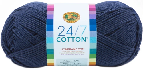 3 Pack - Lion Brand 24/7 Cotton Yarn-Navy - 761-110 - 023032015934