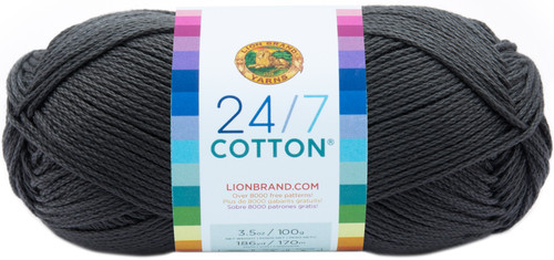 3 Pack - Lion Brand 24/7 Cotton Yarn-Charcoal - 761-150 - 023032016177