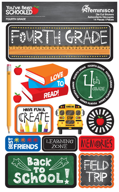3 Pack - Reminisce You've Been Schooled 3D Dimensional Stickers-4th Grade - YBS4-04 - 819442028240