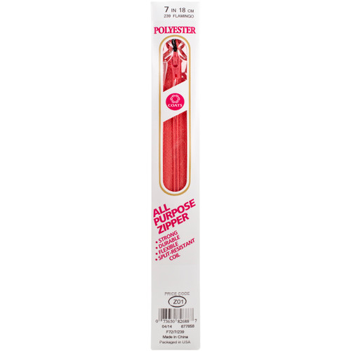 3 Pack - Coats All-Purpose Plastic Zipper 7"-Flamingo - F72 7-0239 - 073650826887