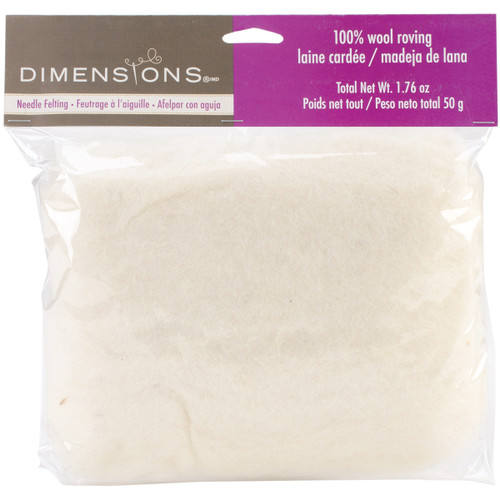 3 Pack - Dimensions Feltworks Bulk Roving 1.76oz-White - 72-73837 - 088677738372
