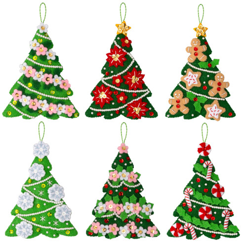 Bucilla Felt Ornaments Applique Kit Set Of 6-Festival Of Trees - 89662E