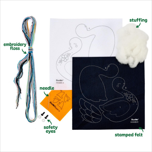 3 Pack - Bucilla Perfect Pair Felties Embroidery Kit-Swan Sweeties - 5A003SYV-1HPBS