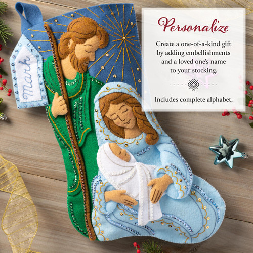 Bucilla Felt Stocking Applique Kit 18" Long-Peaceful Nativity - 89601E Bucilla Felt Stocking Applique Kit 18" Long-Peaceful Nativity - 89601E