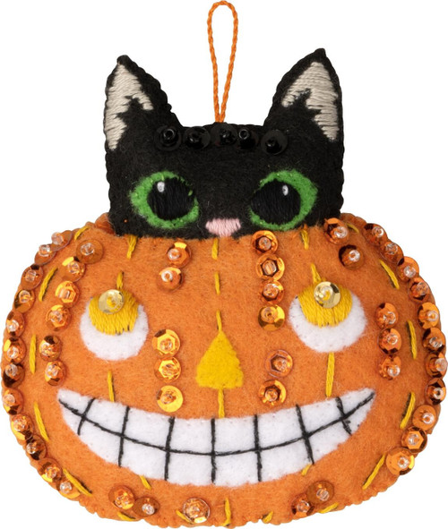 Bucilla Felt Ornaments Applique Kit Set Of 6-Purrfectly Spooky - 89649E