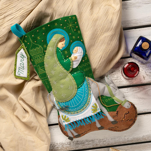 Bucilla Felt Stocking Applique Kit 18" Long-Holy Journey - 5A002420-1G7BZ - 046109897103