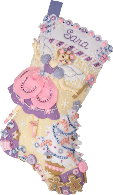 Bucilla Felt Stocking Applique Kit 18" Long-Sugar Plum Dreams - 89629E