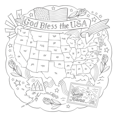 God Bless America Coloring Book-Softcover - 5A003T9G-1HQ5D