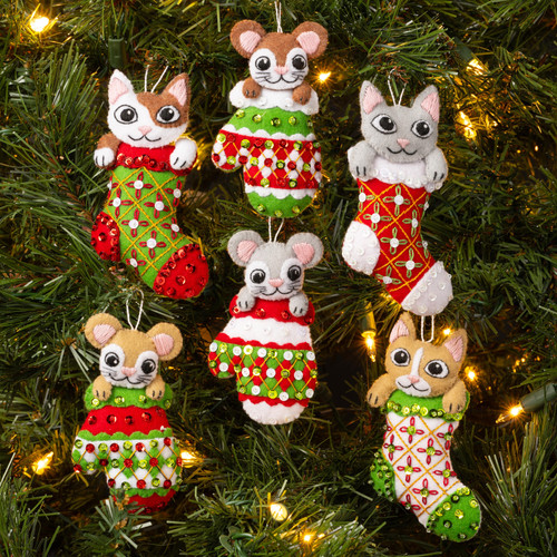 Bucilla Felt Ornaments Applique Kit Set Of 6-Paws & Whiskers - 5A0021SJ-1G4P9
