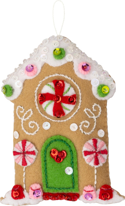Bucilla Felt Ornaments Applique Kit Set Of 6-Candy Christmas Cottages - 5A002DC6-1GGDB