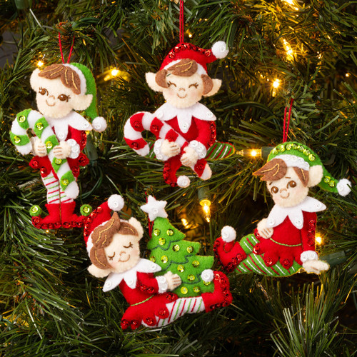 Bucilla Felt Ornaments Applique Kit Set Of 4-Merry Elves - 5A0021SM-1G4PC Bucilla Felt Ornaments Applique Kit Set Of 4-Merry Elves - 5A0021SM-1G4PC