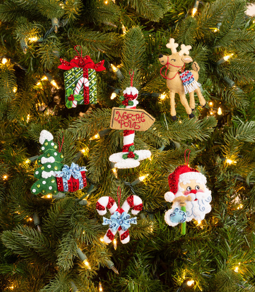Bucilla Felt Ornaments Applique Kit Set Of 6-North Pole This Way - 5A002DC4-1GGDC