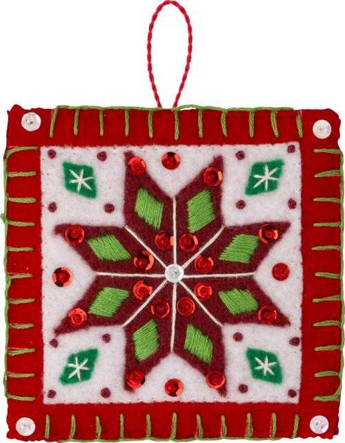 Bucilla Felt Ornaments Applique Kit Set Of 6-Holiday Quilt Squares - 5A002K2G-1GLKK